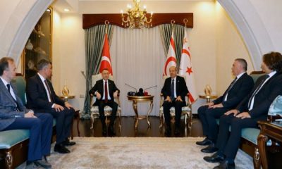 Cumhurbaşkanı Ersin Tatar, Türkiye Cumhuriyeti Cumhurbaşkanı Yardımcısı Fuat Oktay’ı kabul etti